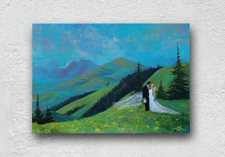 ✨🏞️✨Really proudly of this commission! Based on wedding photos of @mcgoughjack and his beautiful wife Julianne! Done for their anniversary and completed in 2023. ✨✨✨

Untitled commission 
Acrylic paint 
Approximately 3 x 2 ft
Spring 2023 

#painting