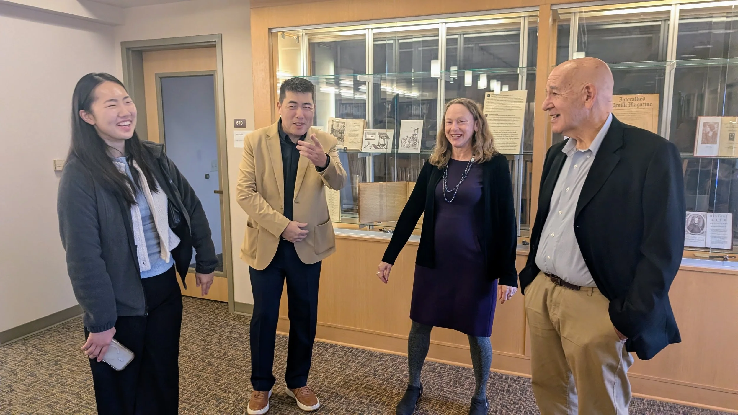 (Left to right) Elaine, Tseren, Prof. Melissa Chakars, and Mr. Bill Bikales