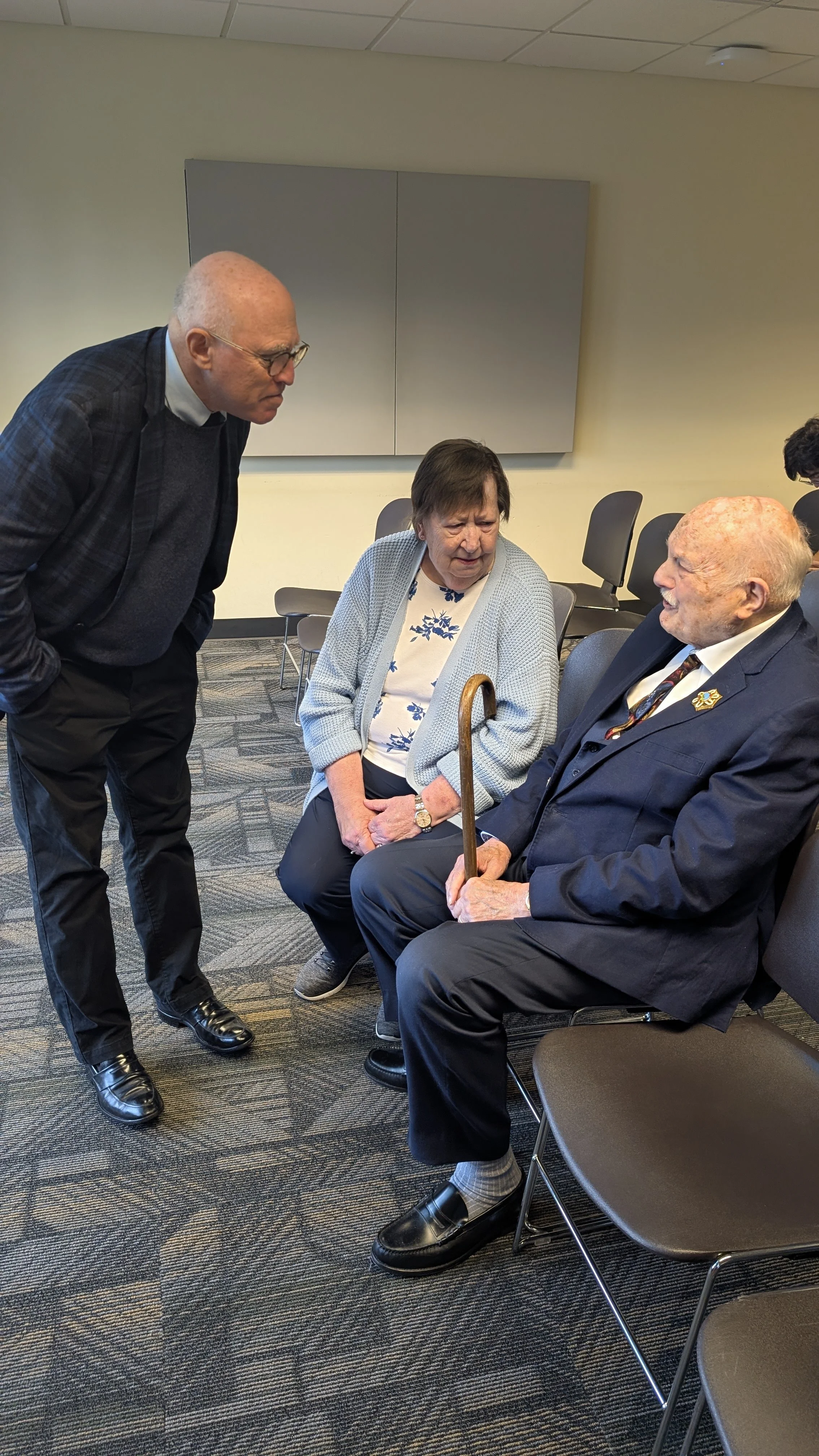 Pres. Klecheski meeting with Dr. Henry Schwarz and his wife before the start of the meeting. 
