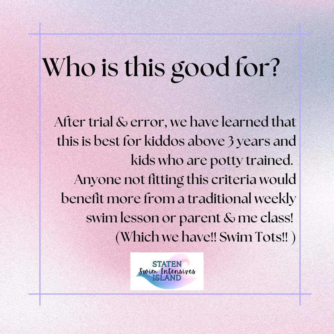 We take the time to talk to every client individually about their child and their goals for the week. 
We are still happy to chat with anyone under 3/ not potty trained. Just that child's goals will look different.. they may not swim independently, b
