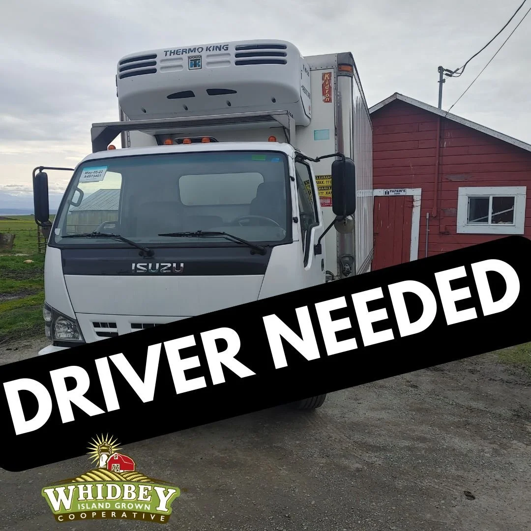 Drive for the Food Hub! 🚚
.
We are hiring for a driver to transport local food around the island in our refrigerator truck Luigi. Contribute to Whidbey's own local distribution network, and get a discount on your Food Hub orders.
No CDL or special l
