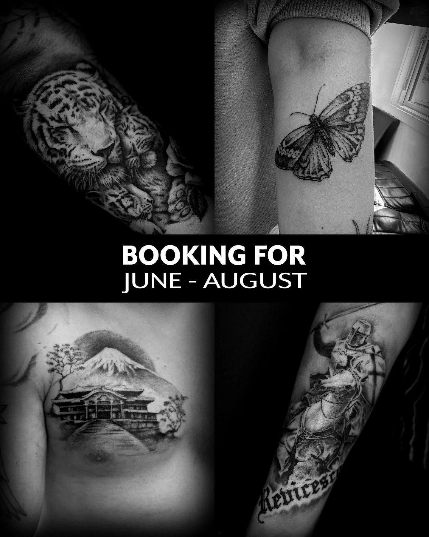 NOW TAKING BOOKINGS &mdash; JUNE TO AUGUST 2026

To secure a spot, DM or email me at rob@lineartattoo.com with:
&bull; Style + reference images
&bull; Desired size
&bull; Placement (please attach a clear photo of the area)
&bull; Budget range

The mo