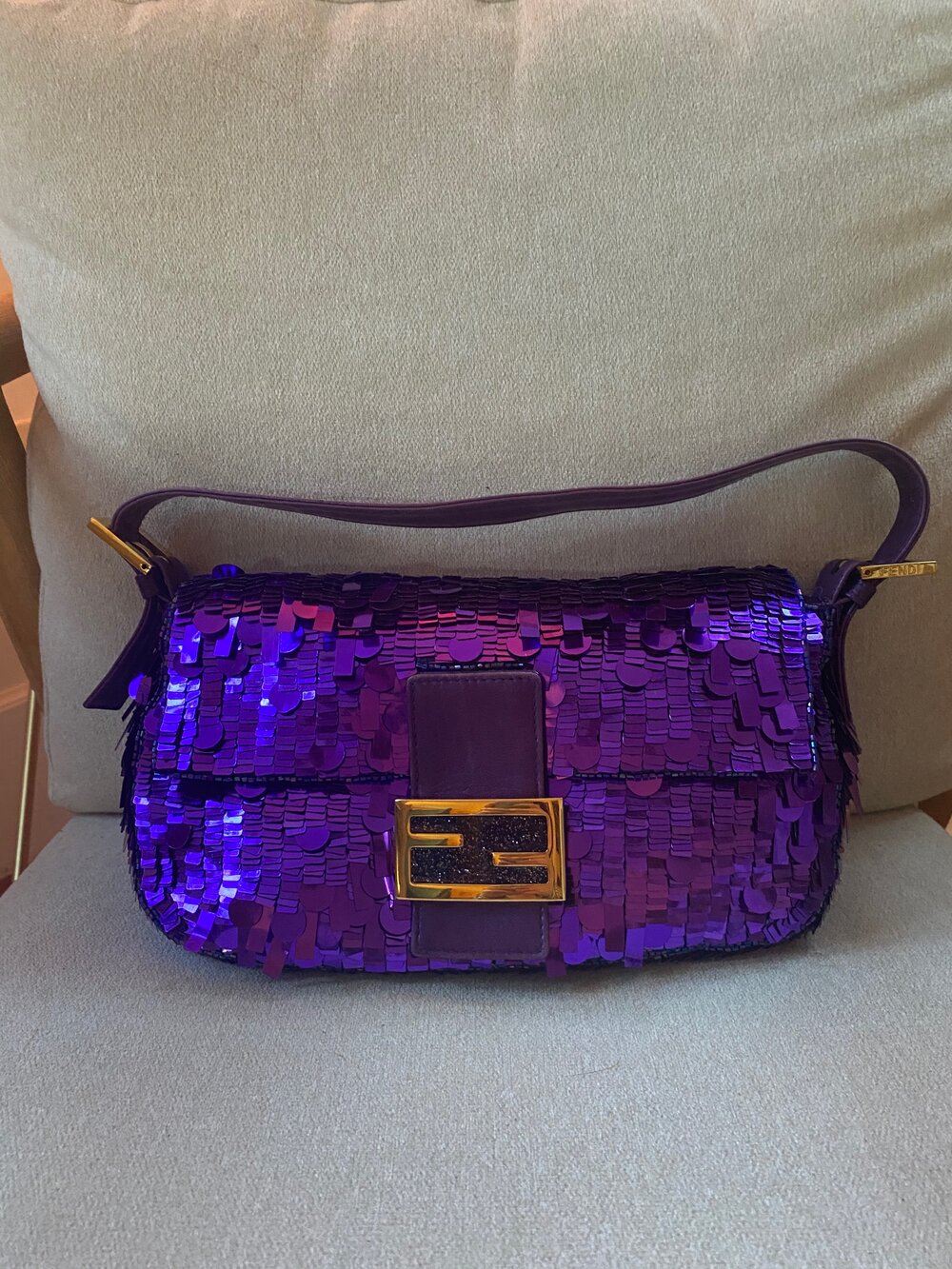 Fendi Purple Sequin Baguette — HollyClosetCase