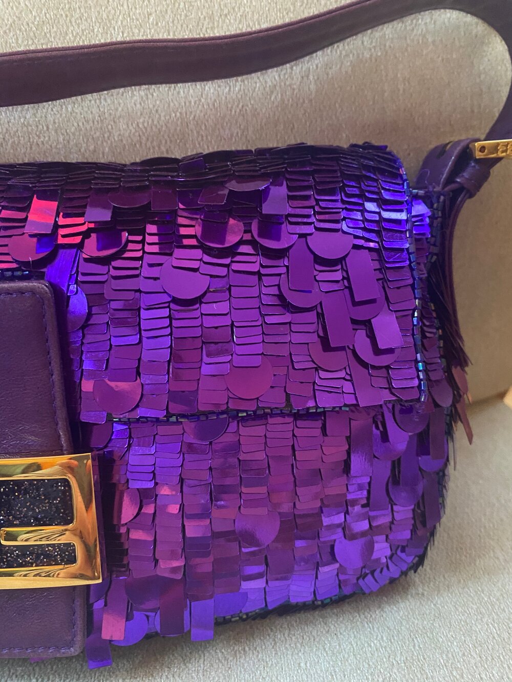 Fendi relaunches SATC's purple sequin Baguette