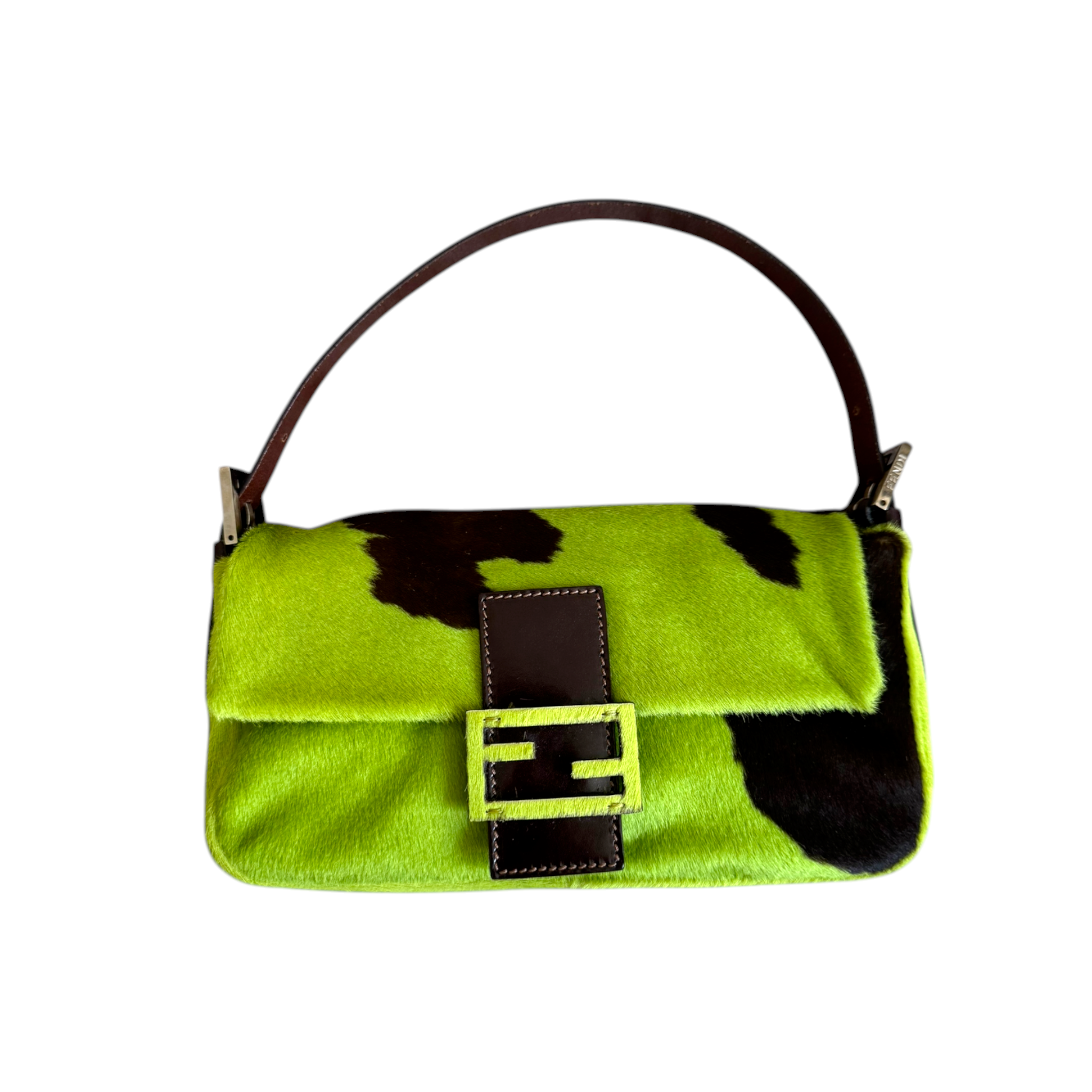 Fendi Green Cow Print Baguette