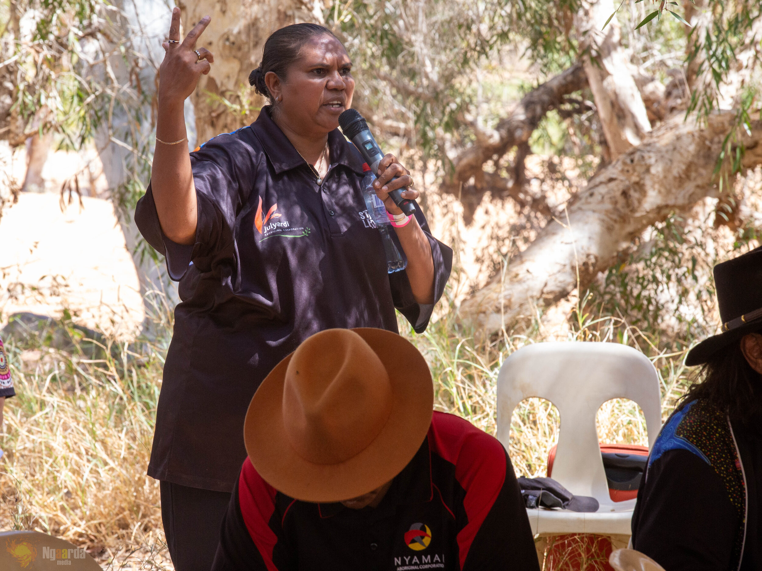 Raylene talking at the Yule River meeting 2021