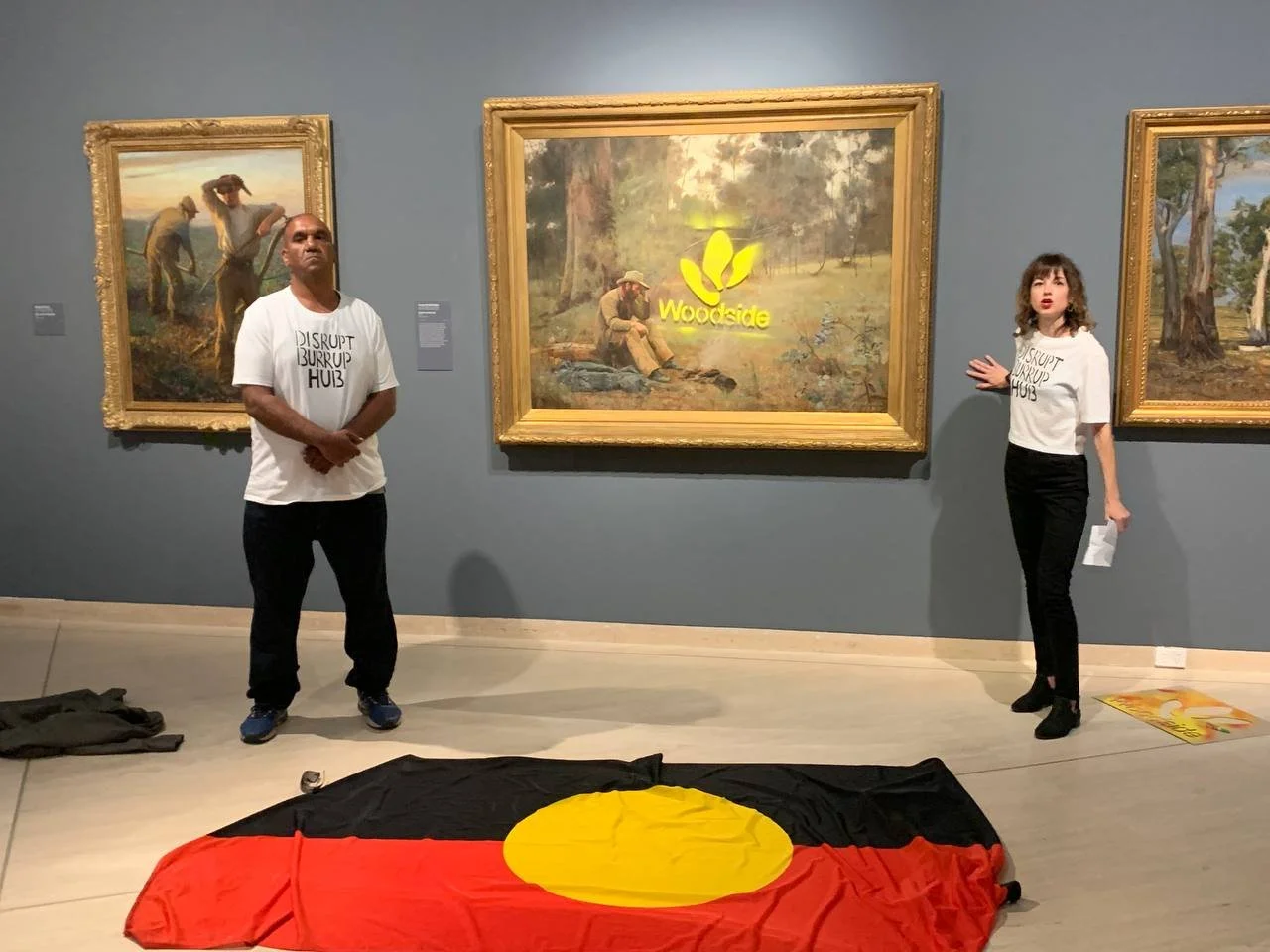 ARTWORK SPRAY PAINTED BY PROTESTERS TO HIGHLIGHT BURRUP HUB ROCK ART DESTRUCTION