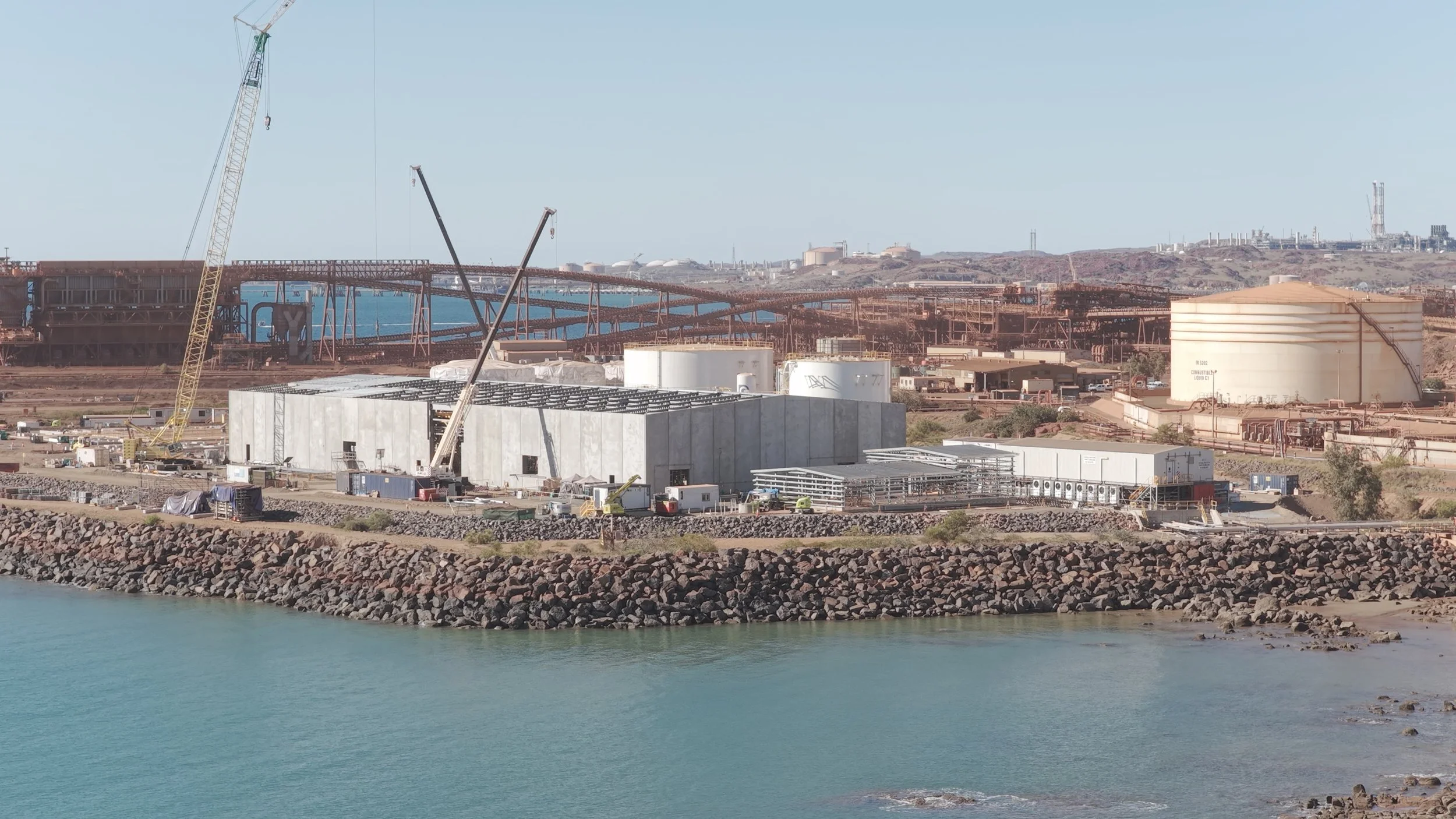 An aerial shot of the WA-Rio Tinto owned desalination plant set to be sold to Yindjibarndi Water.