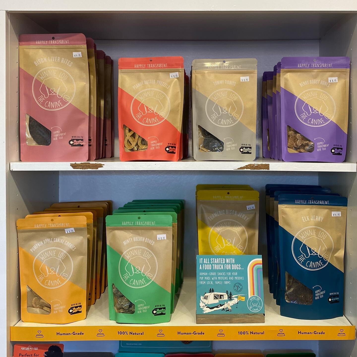 We&rsquo;re so happy to be carrying these treats! Handmade in Colorado, they make every flavor your dog could possibly want; from &ldquo;Tummy Tidbits&rdquo; all the way to various flavors of Bison Jerky😋😋