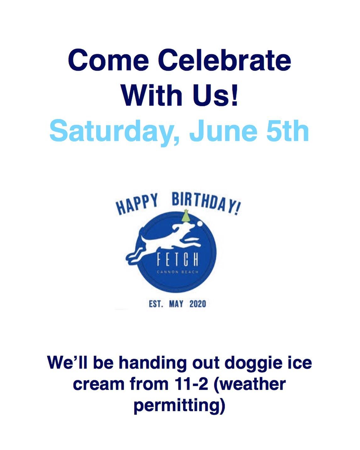 We can&rsquo;t believe it&rsquo;s already been a YEAR since we opened! We want to have a Covid-friendly celebration, so we&rsquo;ll be handing out doggie ice cream and some other treats as well! We&rsquo;re so excited to see you all!!