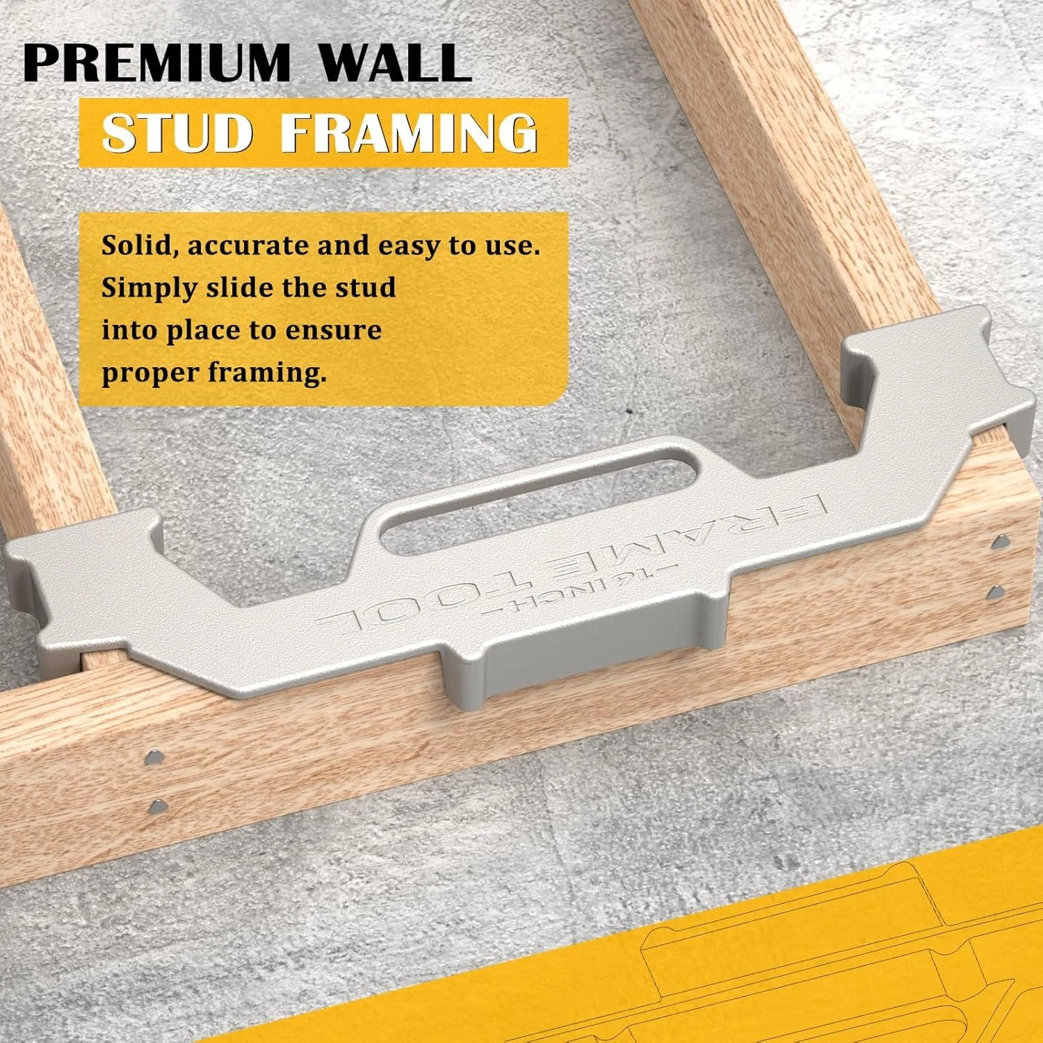 Framing Tool - 16 Inch On-Center Stud Precision Measurement Jig Tool