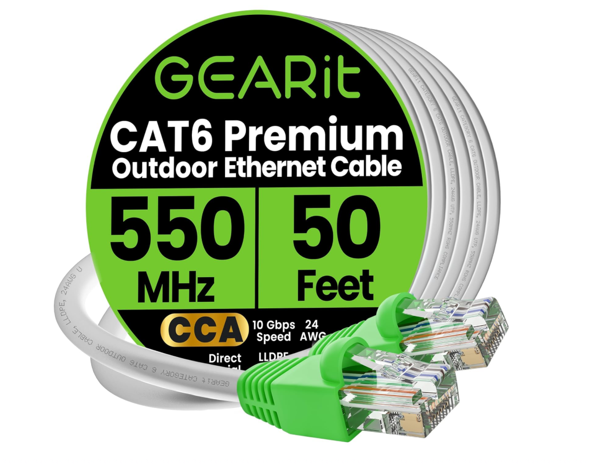 GEARit Cat6 Outdoor Waterproof Ethernet Cable (50 Feet)