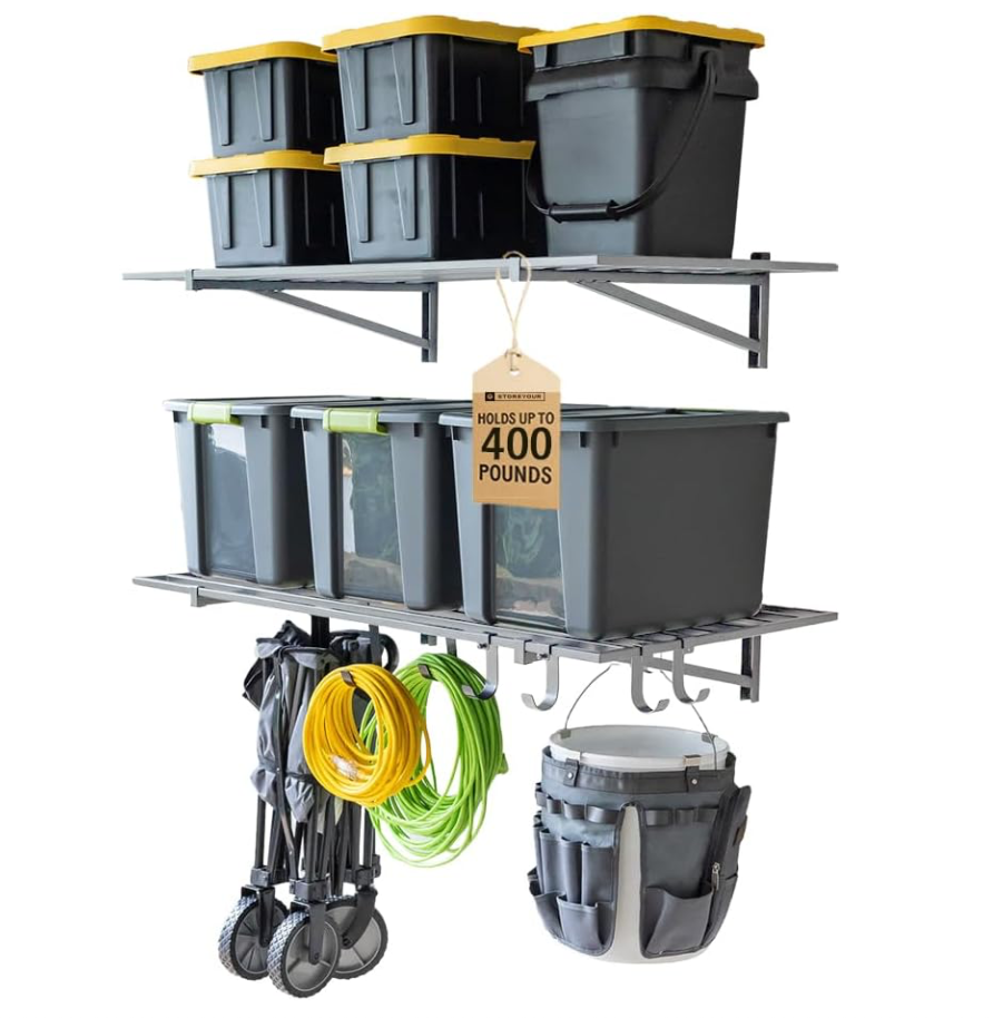 Heavy Duty Garage Shelf Wall Mount 2ft x 4ft (Holds 400lbs)