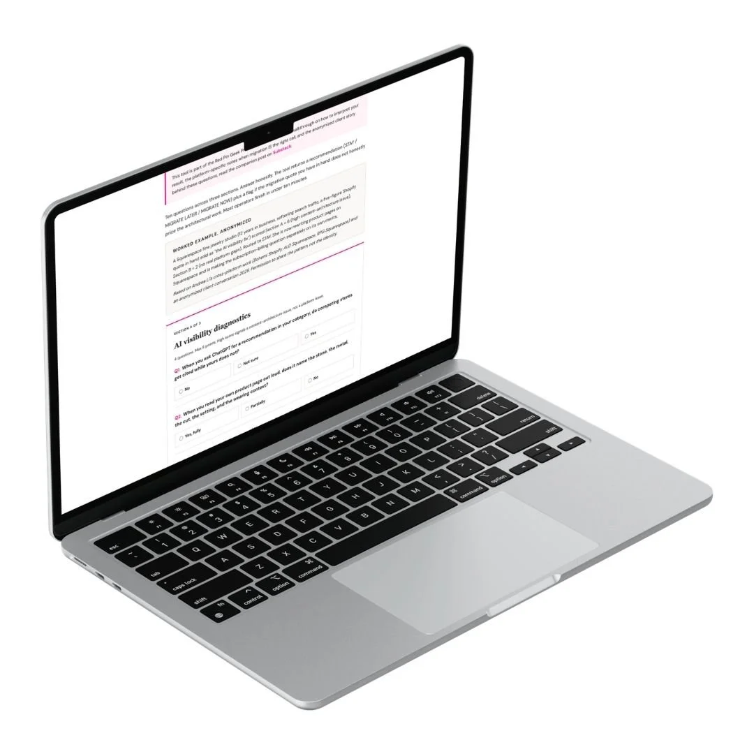open laptop with the migration decision checklist displayed on the screen