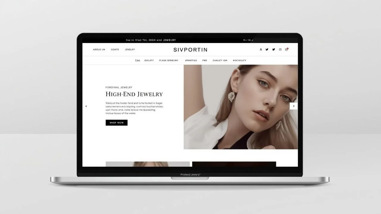 high-end jewelry website on a laptop