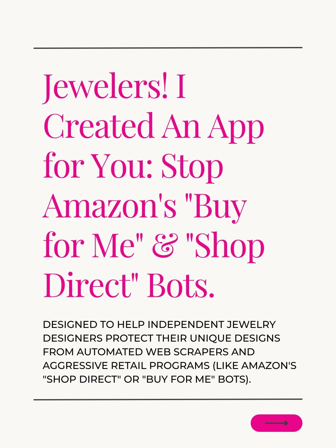 Is Amazon selling your jewelry without your permission? 🛑

It&rsquo;s the news every independent jewelry designer needs to hear: Amazon has launched new AI "Shopping Agents" that scrape products from stores just like yours&mdash;even if yo