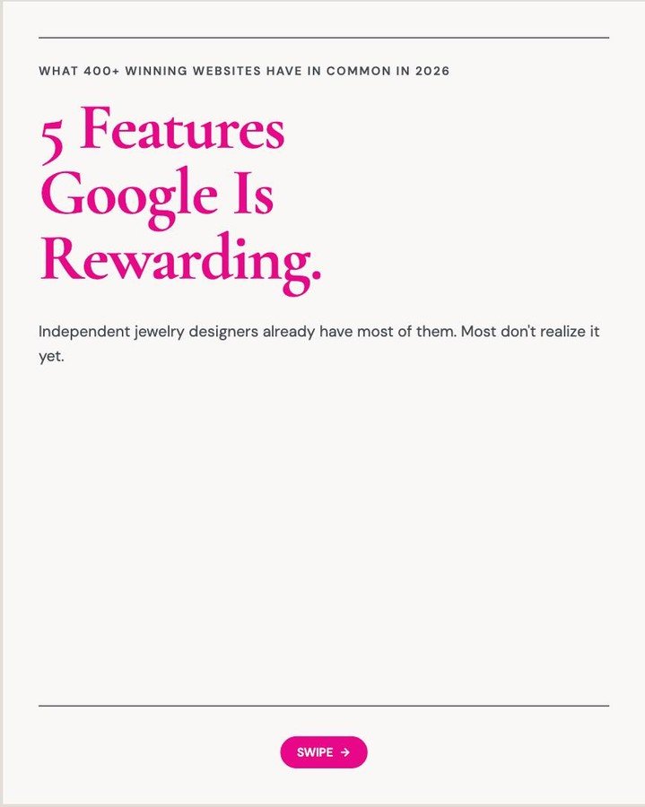 Google just told us exactly what it rewards in 2026. 400+ winning sites analyzed. 5 shared features. I scored Andrea Li Designs against every one of them.

Result? 4 of 5. And the 5th one is the one nobody can fake.

The good news for independent des