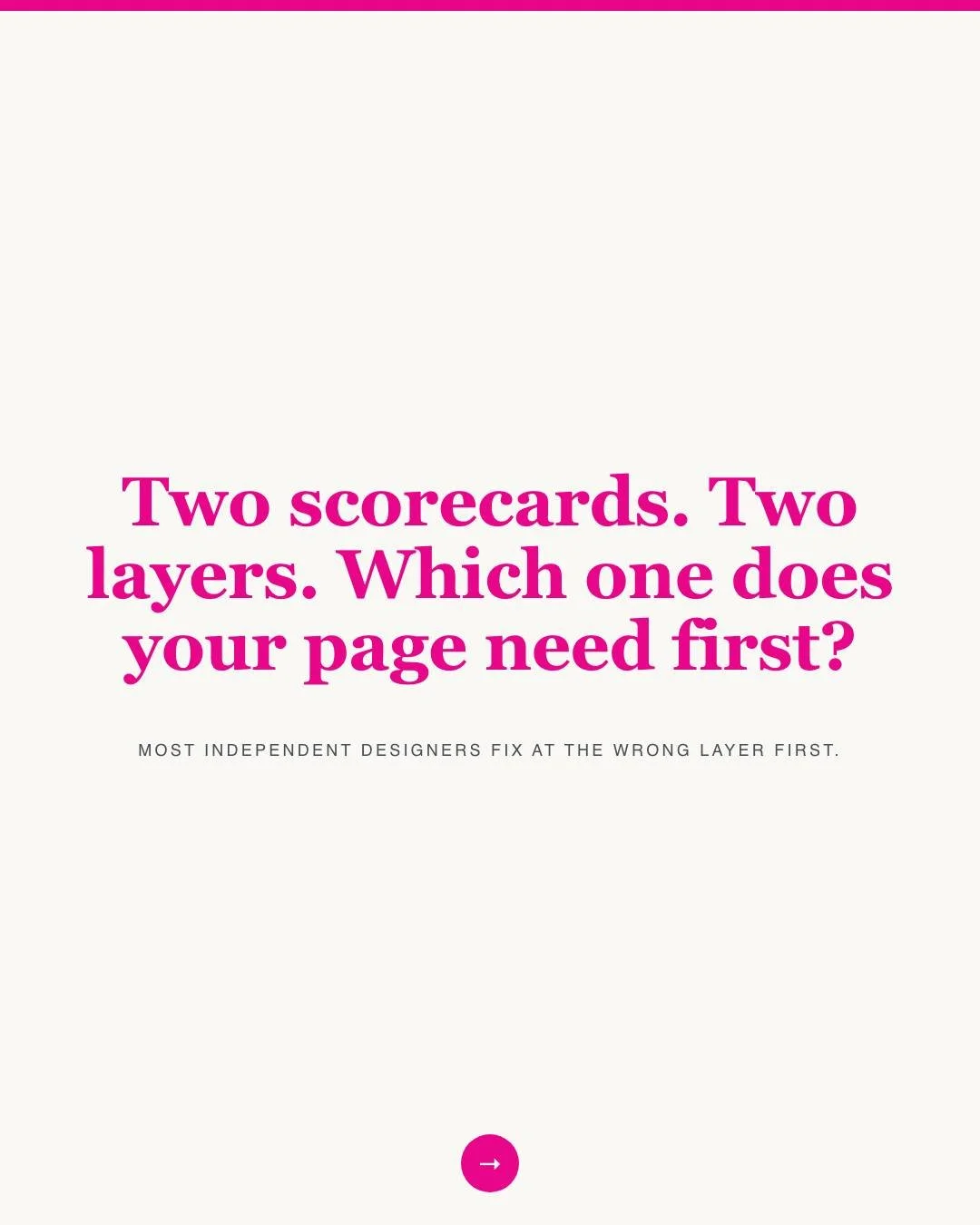 Two scorecards. Two layers. One question independent designers do not always ask first.

Most "AI visibility" advice lumps everything together. Improve your descriptions. Add schema. Get more backlinks. The list is endless and the order is 