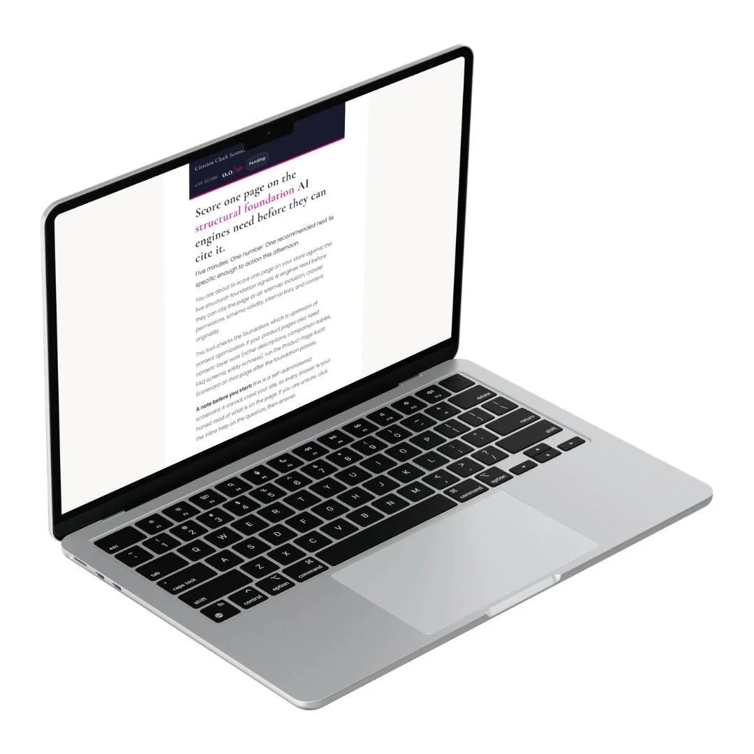open laptop with the premium tool citation clock scorecard