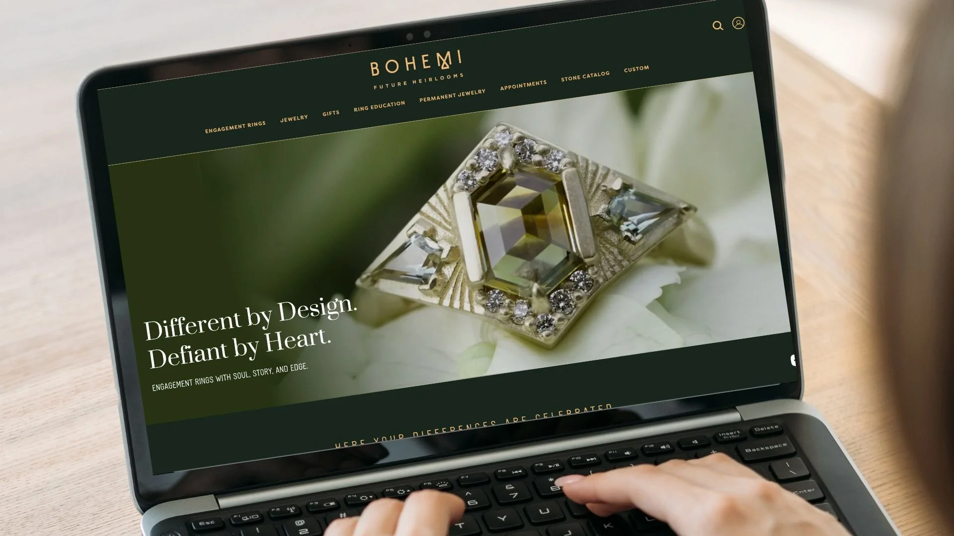 computer mockup with Bohemi website