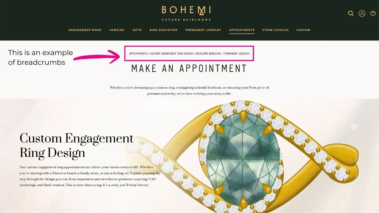screenshot of a webpage with breadcrumb URL navigation path