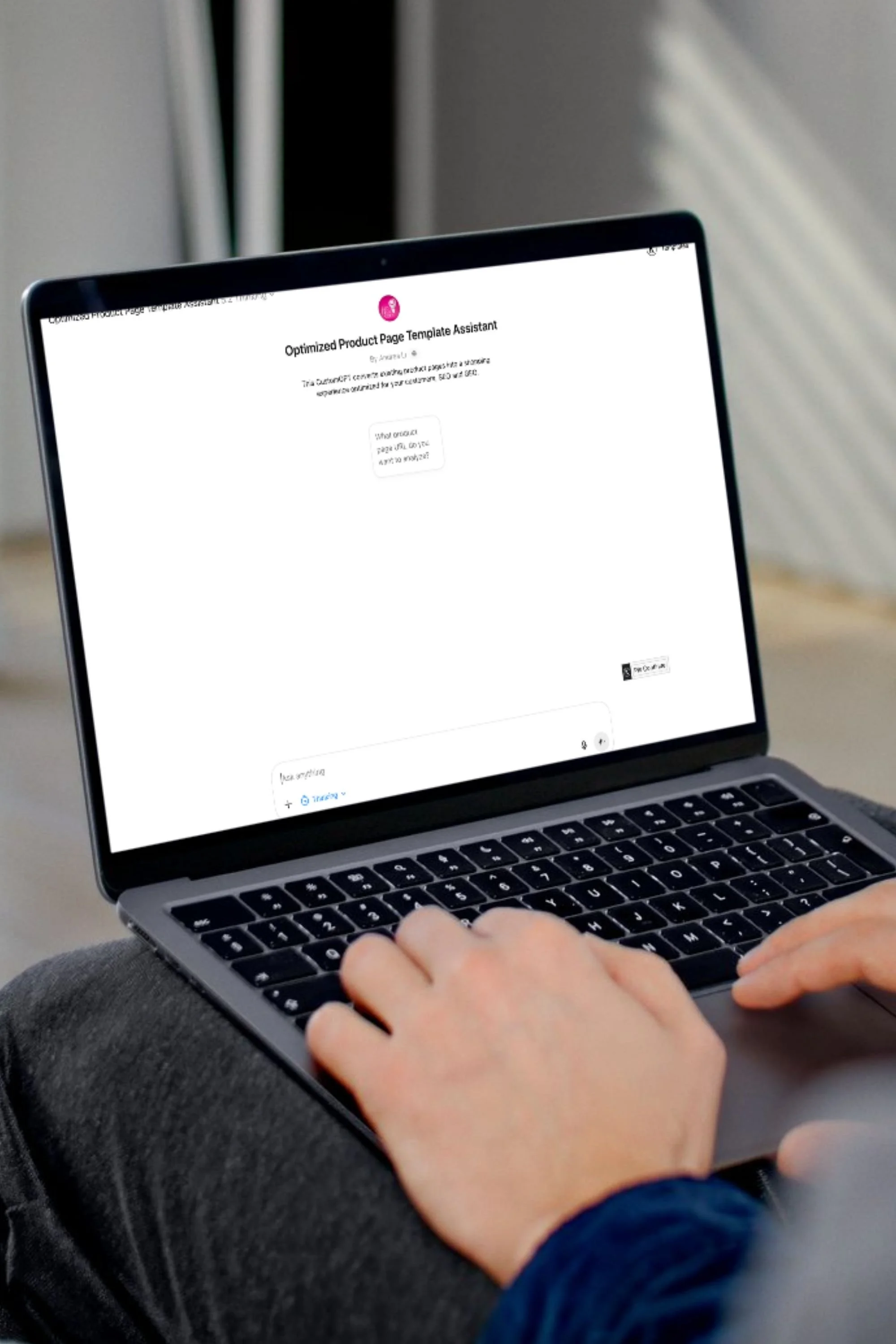 A man using the optimized product page template on a laptop