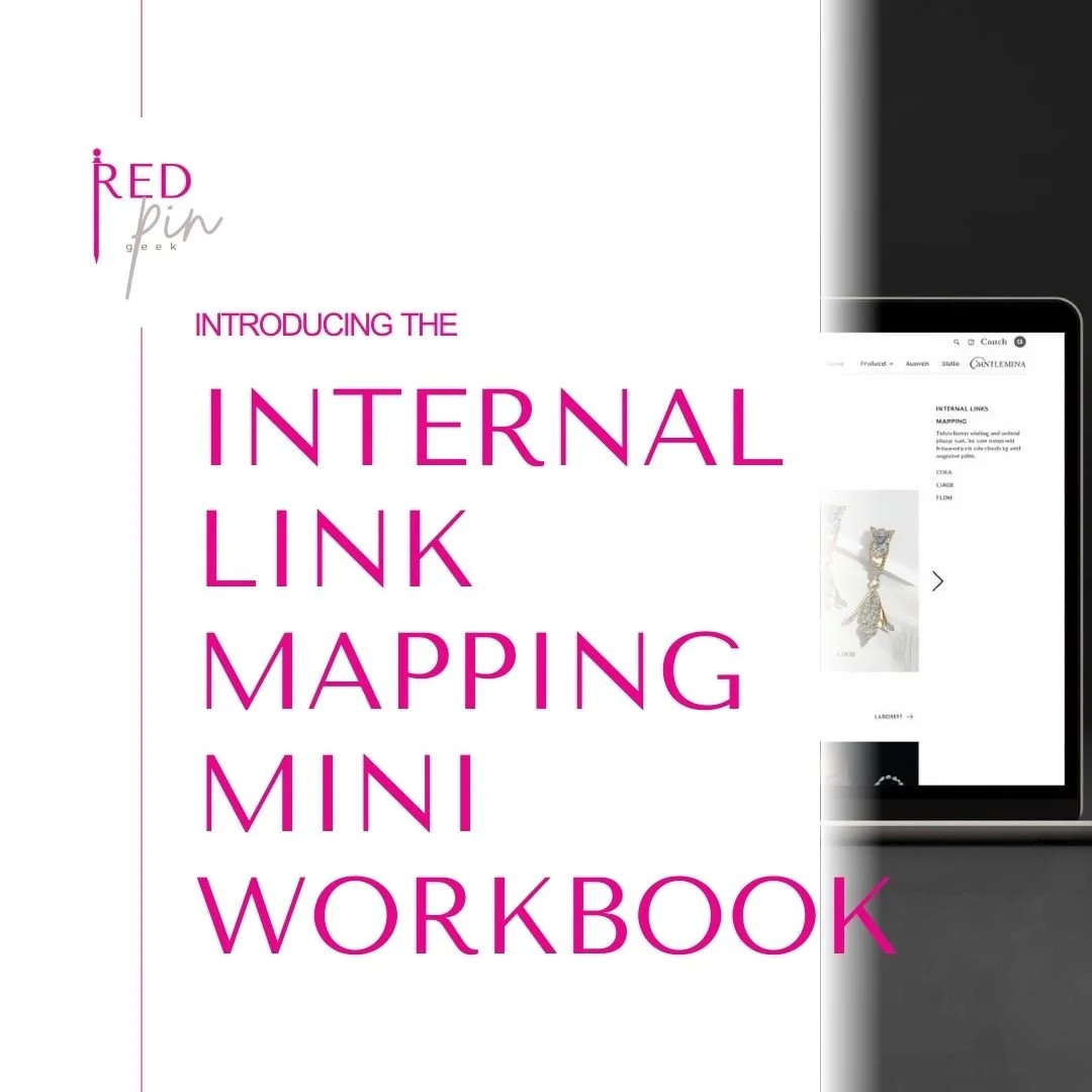 Internal  Link Mapping  Mini  Workbook graphic with a jewelry website on a laptop