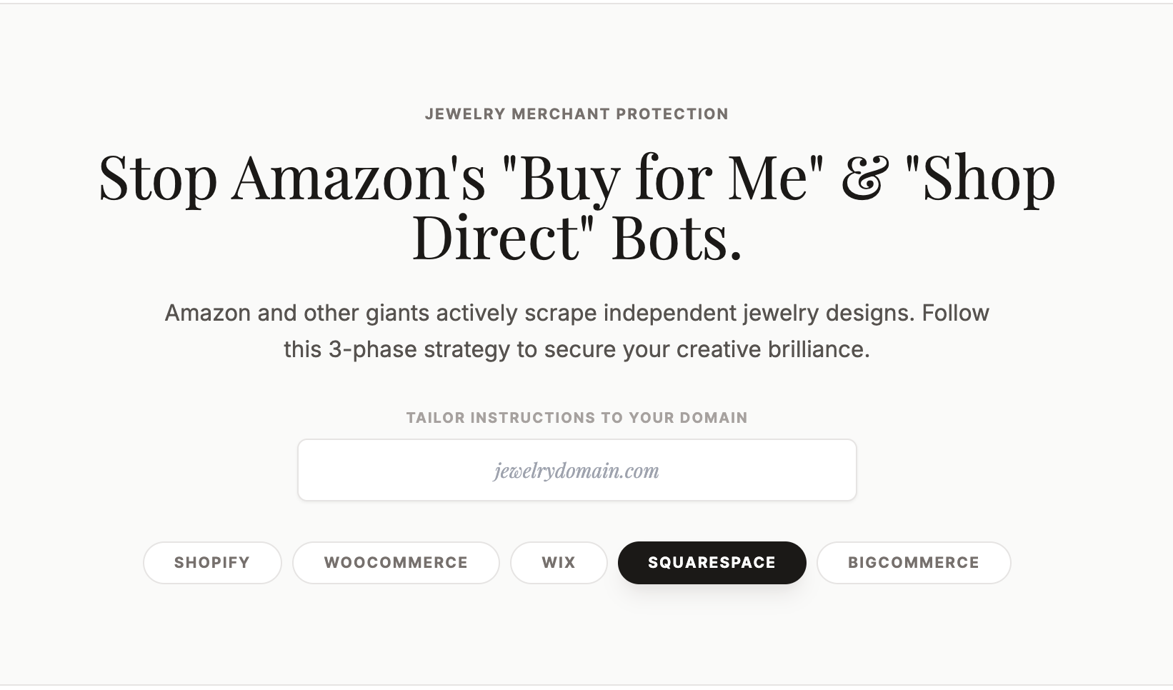 screenshot of my jewelry merchant protection app
