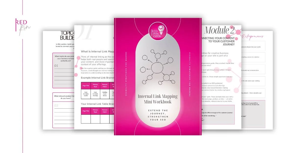 mockup of the Internal Link Mapping Mini Workbook pages