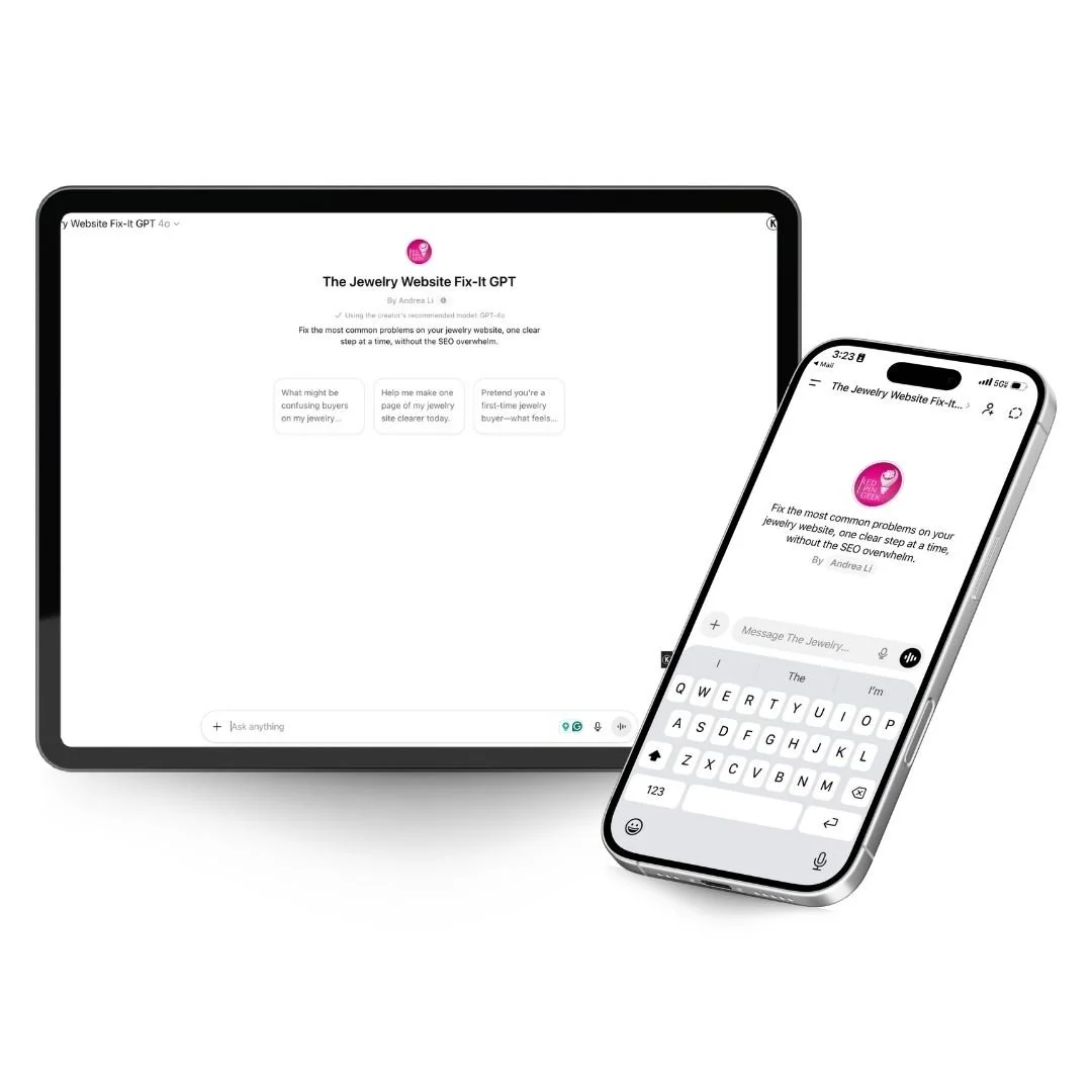 The Jewelry Website Fix-It GPT in a ipad and iphone mockup