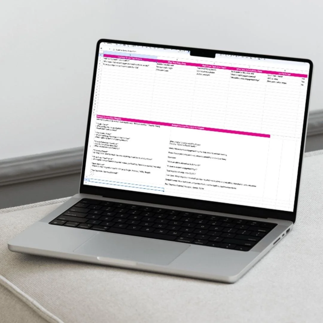 Search Persona discovery spreadsheet on a laptop