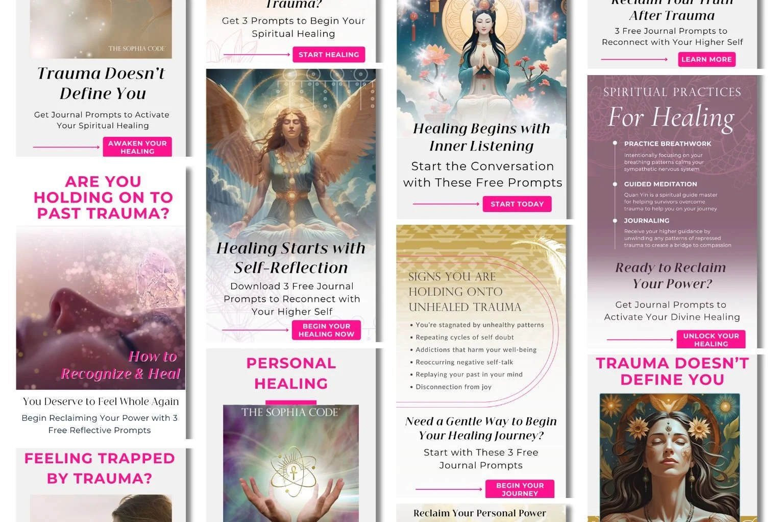 Custom Pinterest Pins to a healing from trauma blog post