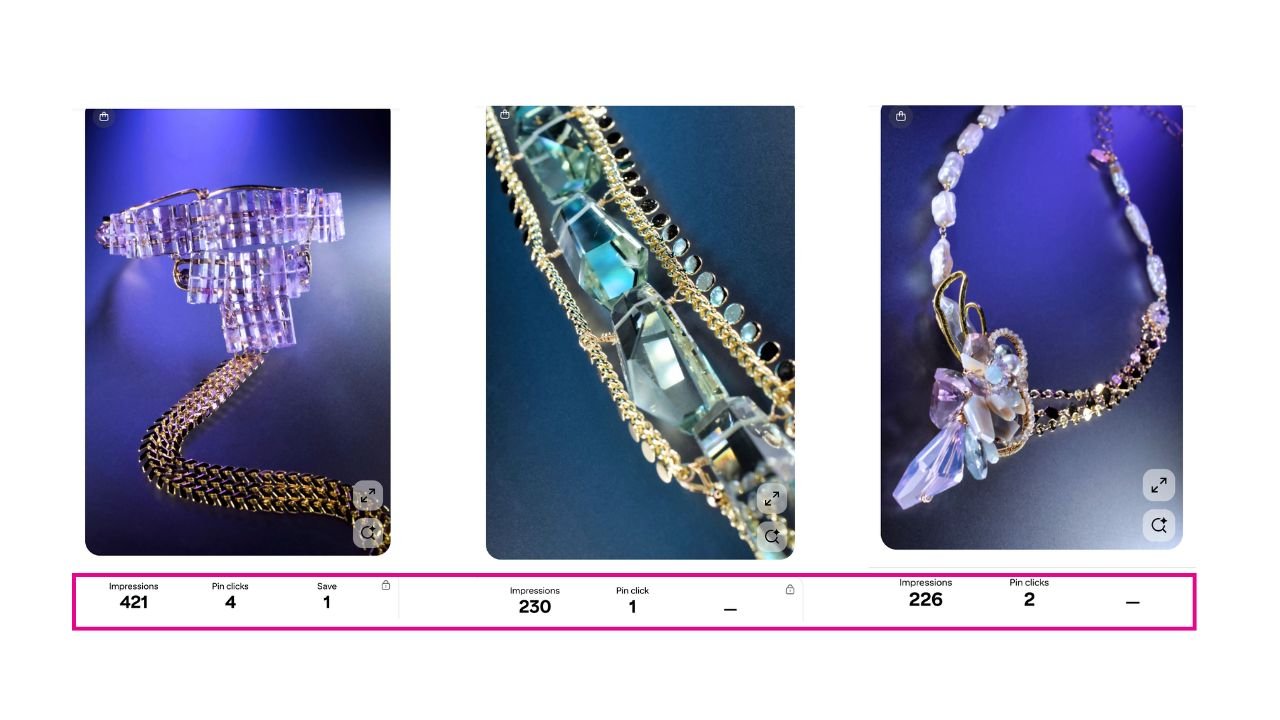 Screenshots of undesigned (Raw) Pins with improved engagement metrics