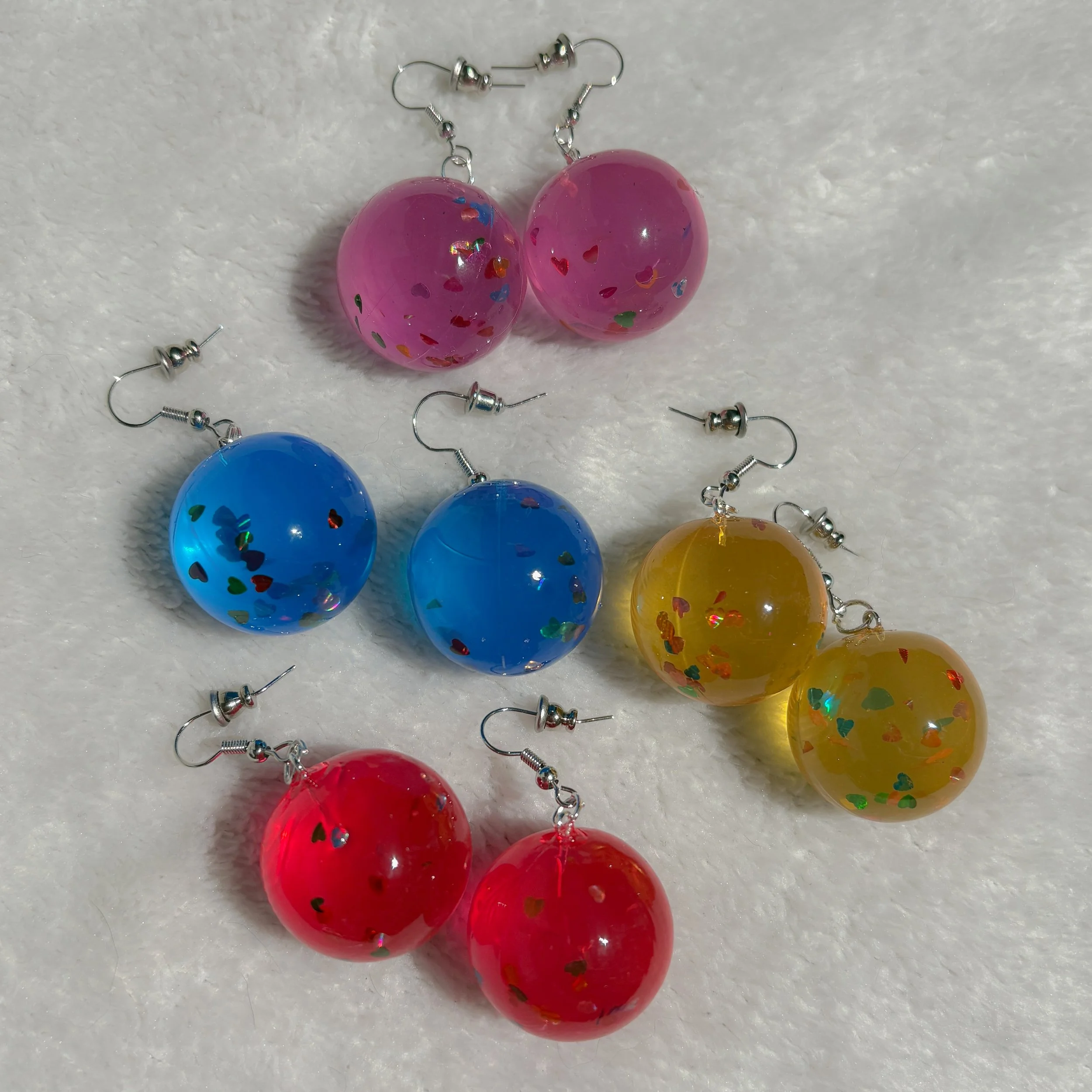 sparkly bouncy ball earrings
