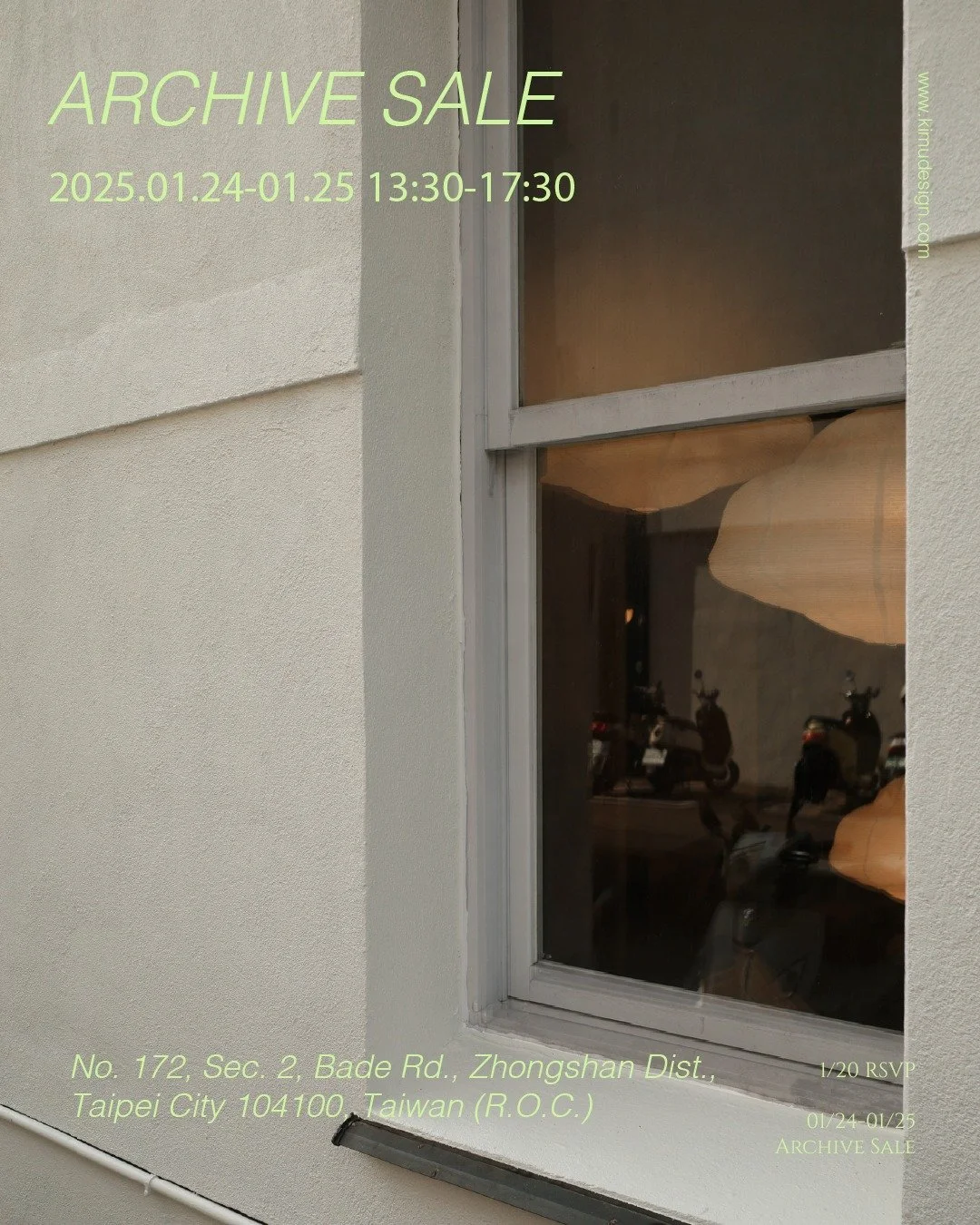 柒木首間展間進駐台北中山區！全系列燈具完整呈現，週末限時 Archive Sale 同步登場。邀請您在柒木Archive中找尋時間的軌跡。

「那天，我們在豢養著龍貓的空地對面，開始打造柒木第一個展間。」

謝謝這13年間，各種承載過柒木實驗式、過渡式、遊牧式的空間。

這裡，我們帶著柒木傳統：有新的、舊的、借來的、還有充滿期待和未知的。

1/24-25 歡迎光臨：）

KIMU 柒木展間開幕活動資訊

𝗩𝗜𝗣 𝗣𝗮𝗿𝘁𝘆｜
1/20(二) 16:30-19:30 (RSVP邀