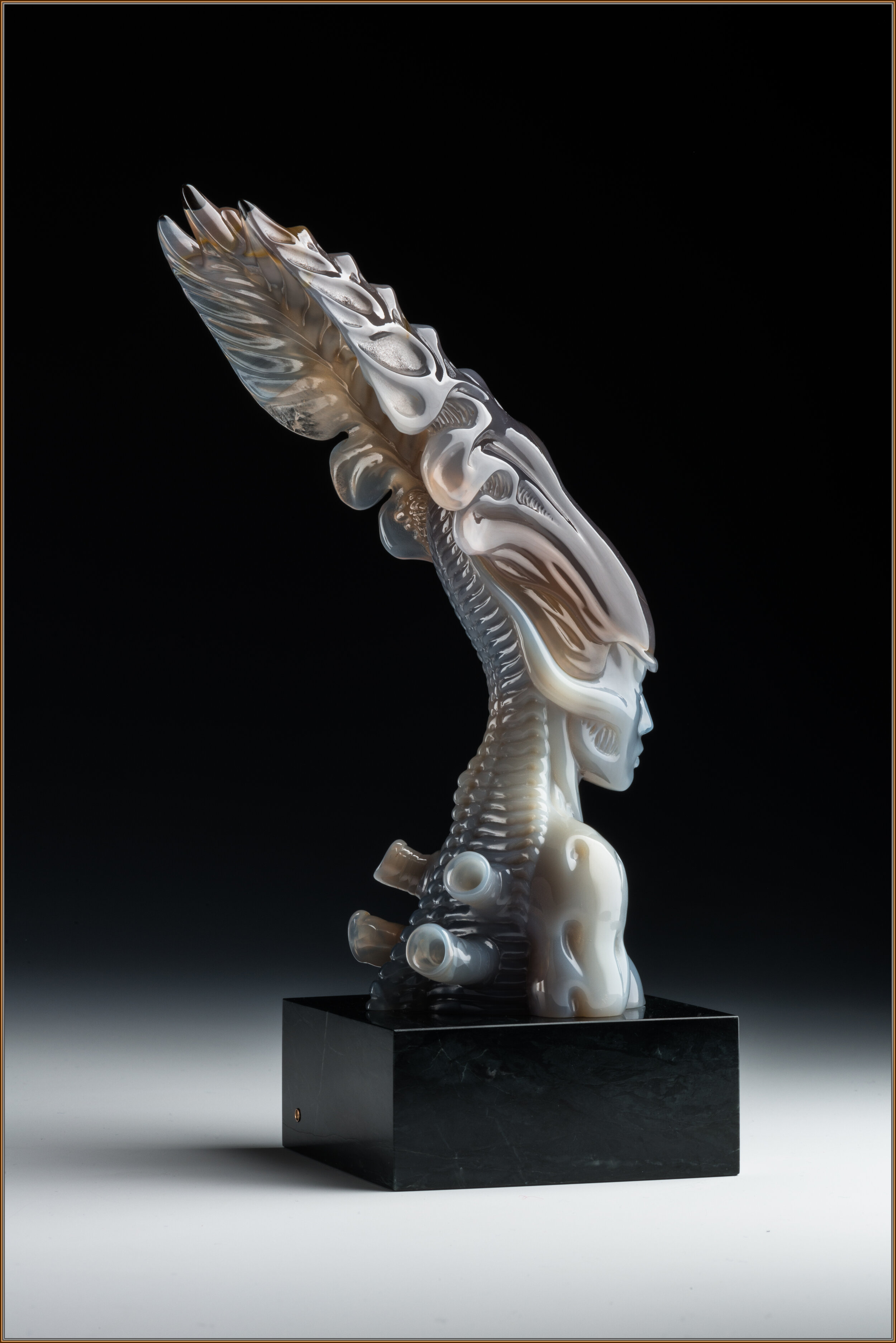 Gemstone sculpture - Cosmos Queen -gems & carvings.com