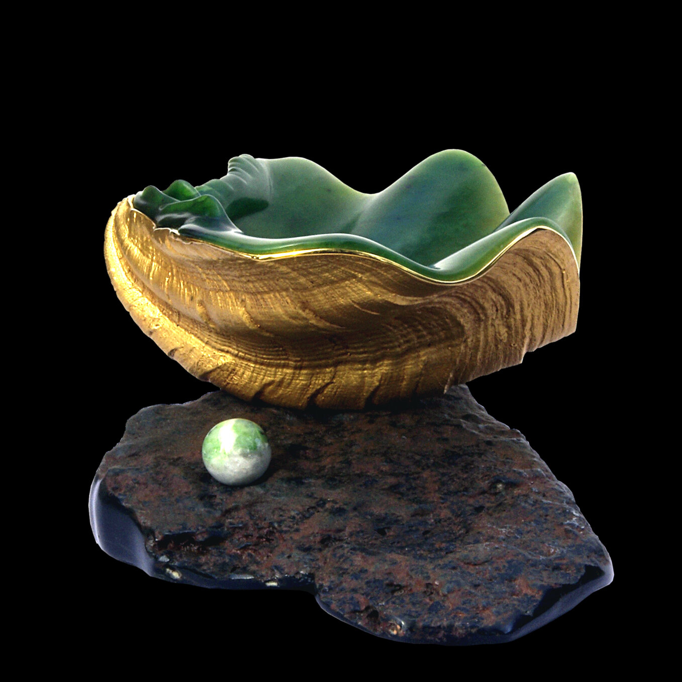 Nephrite Sculpture -Mother of Pearl-2-GEMS&CARVINGS.COM