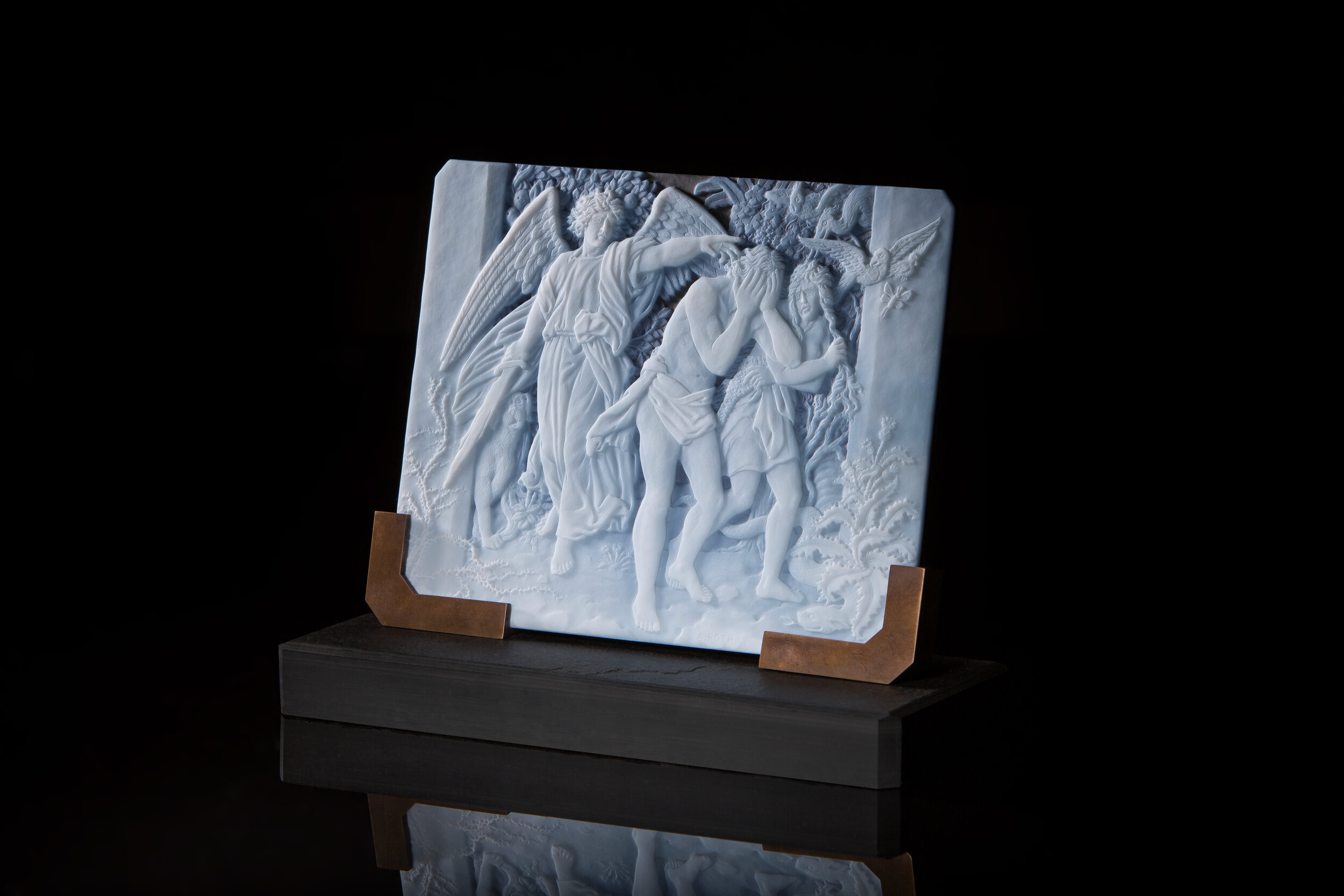 Cameo Carving - The Expulsion from Paradise -2-www. gemsandcarvings.com