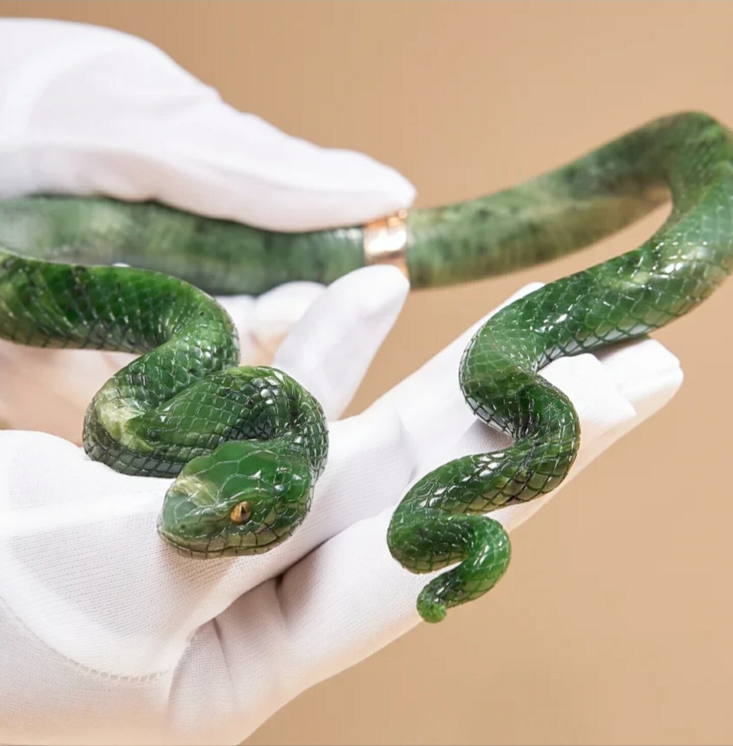 Exclusive Nephrite Jade Snake Necklace — Gems & Carvings