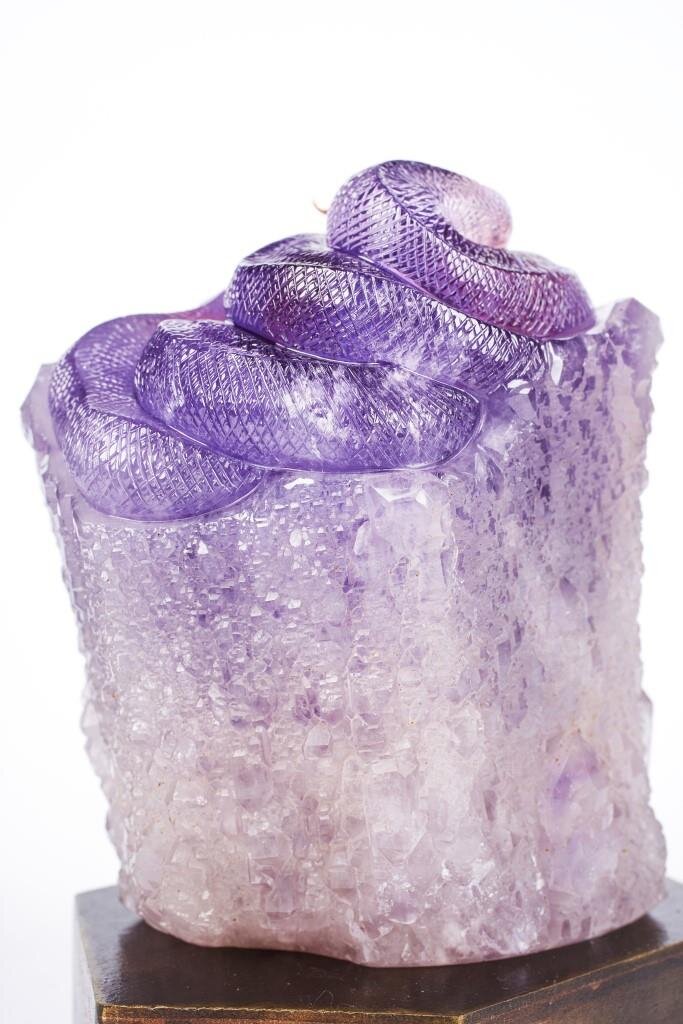 Bi-colour Amethyst -Python Carving-2-gemsandcarvings.com