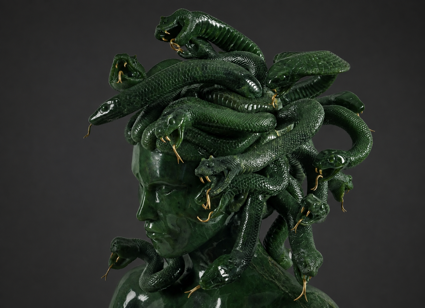 Nephrite  Jade ''Medusa" Sculpture