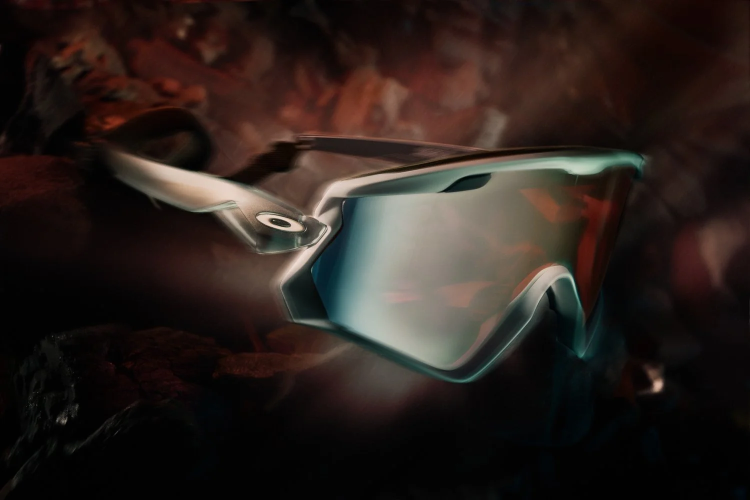 Futuristic sunglasses with reflective lenses and sleek design