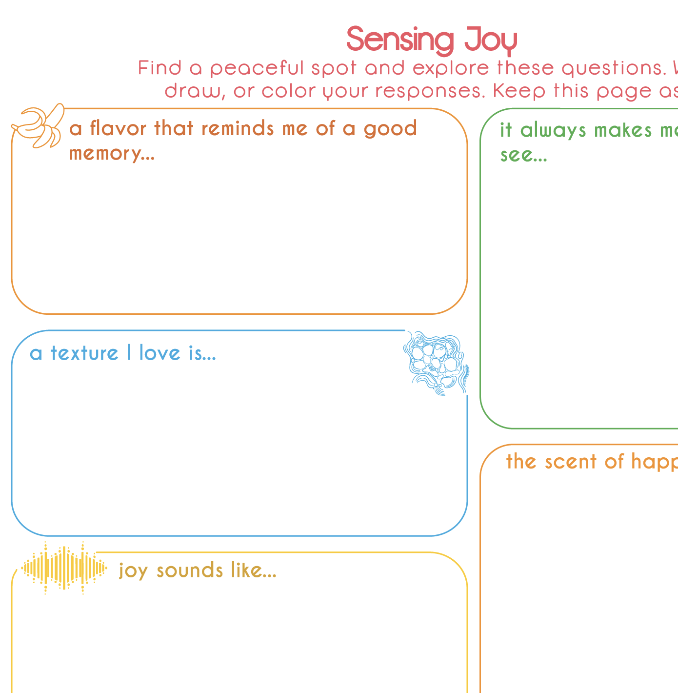 "Sensing Joy" Printable Journal Page