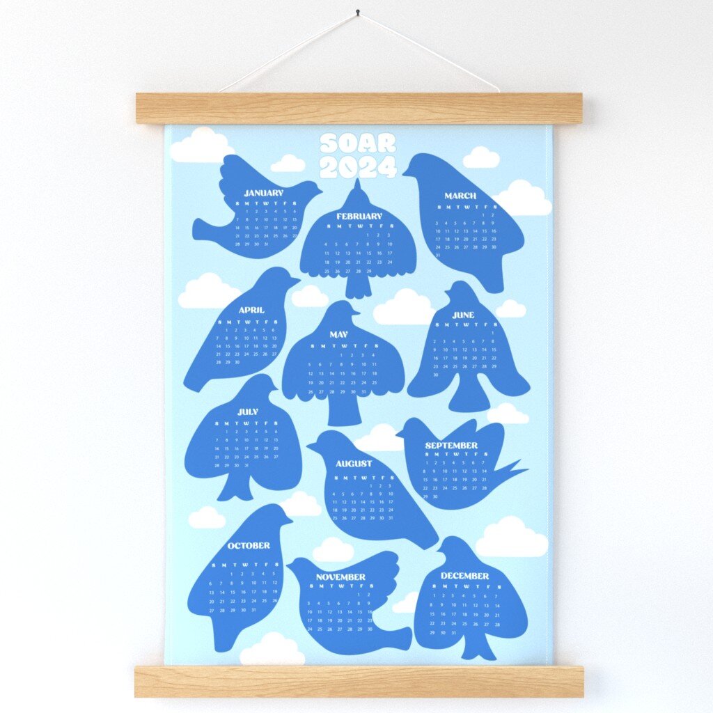 🕊 Let these calming avian companions motivate you to spread your wings in 2024. Embrace tranquility and inspiration for yourself and your home. ✨ now in the Spoonflower shop 
.
.
.
#SkyIsTheLimit #BlueBirds #SoarIn2024 #CalendarMagic #2024goals  #Sp