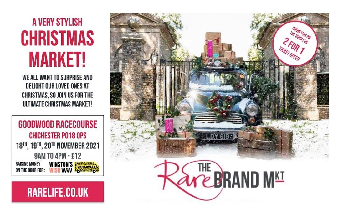 We are super excited to be heading back to Sussex next week for the Rare Brand Market at Goodwood Racecourse. If you show this post you get 2 for 1 on tickets saving you &pound;6 per ticket. Always such a great Christmas market, loads of lovely and u