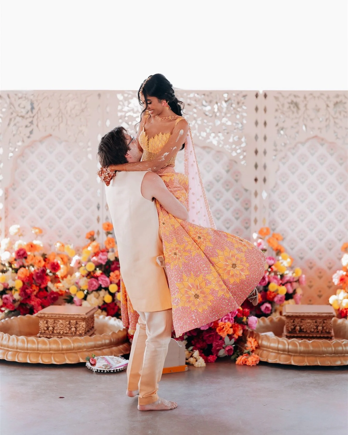 S H R U T I + J O H N 💛 Haldi

Photo + video: @black.iris.photos
Couple: @shrutibishop @john_bishop99 
Planner: @melodymomentsxo via @simplyelegantxo
Florist: @lereveeventsdfw
Haldi/Puja Venue: @buenavistaranchatdallas
Ceremony venue: @stonecrestven