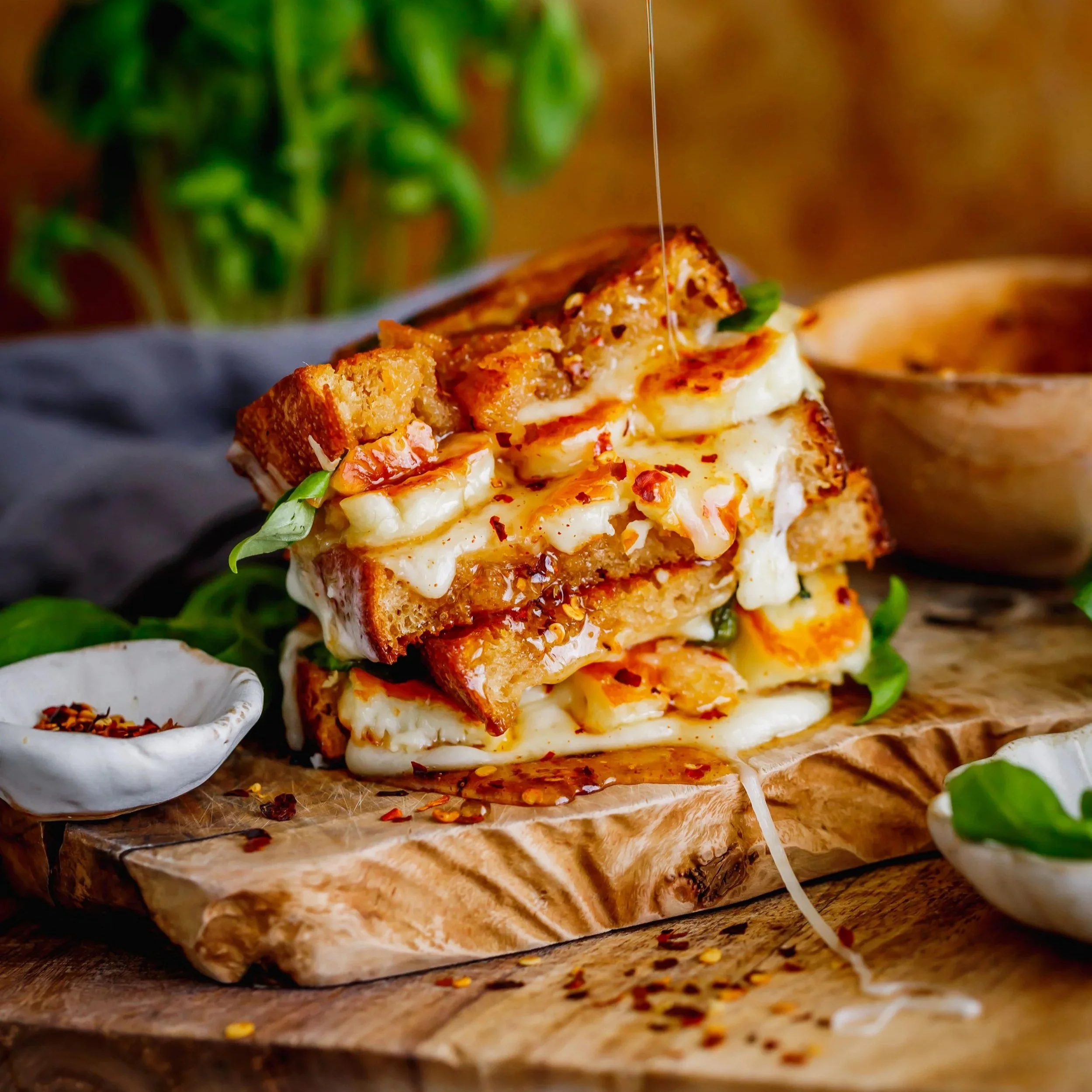 Hot Honey Halloumi Grilled Cheese