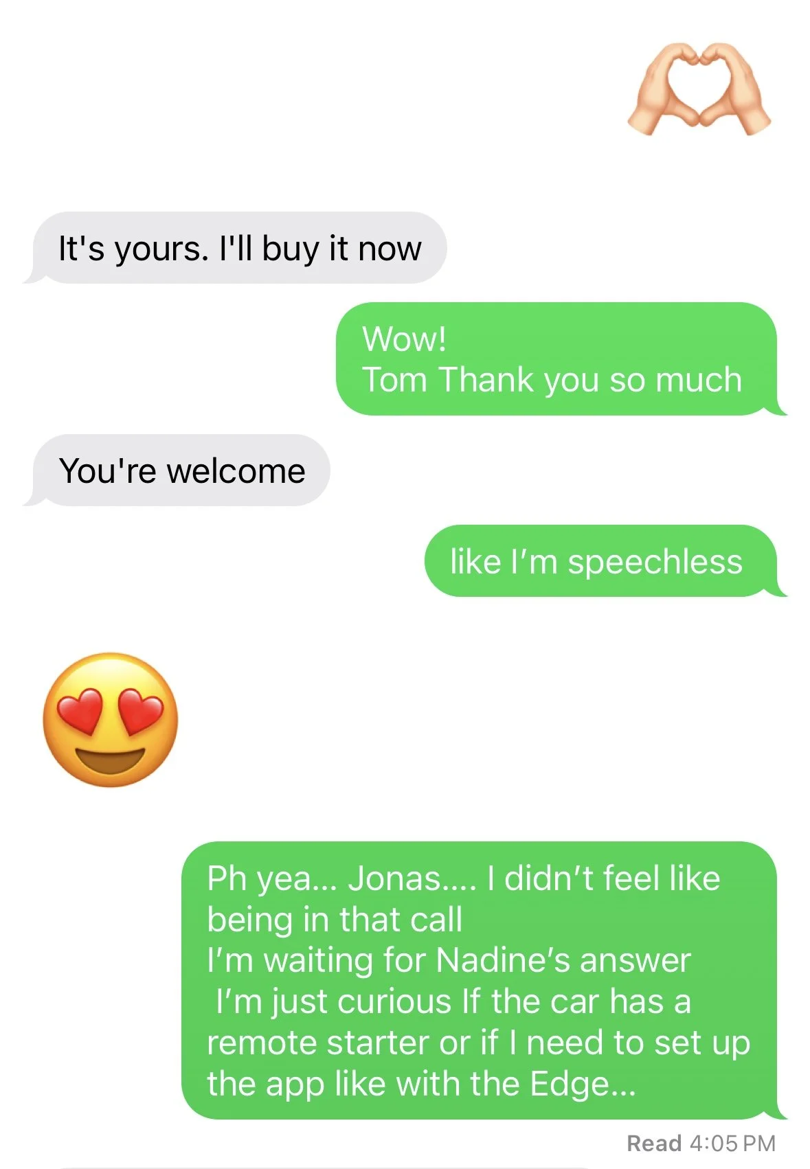 text from Tom re new car purchase.jpeg