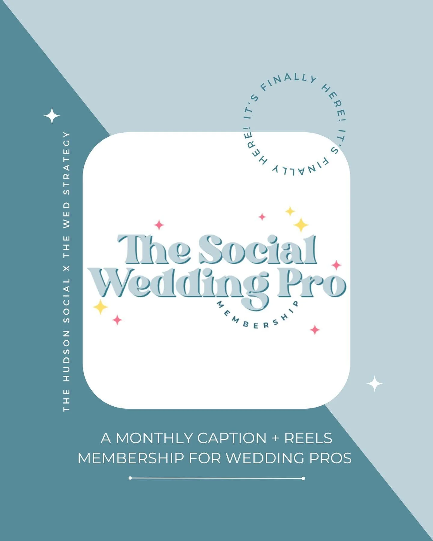 The time has finally come to announce - The Social Wedding Pro Content Membership: a monthly caption and reel membership curated for wedding pros! 

The Details: 

✨(15) new caption templates/month written specifically for wedding professionals

✨300
