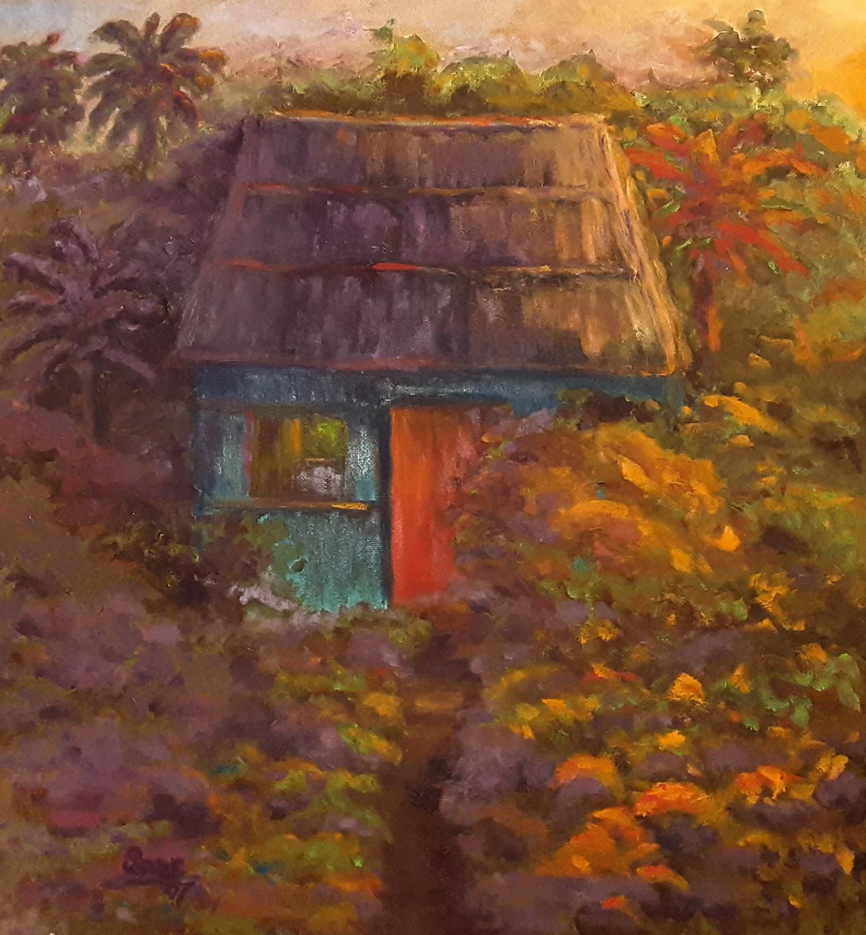 ‘Mayan’ — Oil — Painted from a photo taken while driving through the state of Tabasco, Mexico
